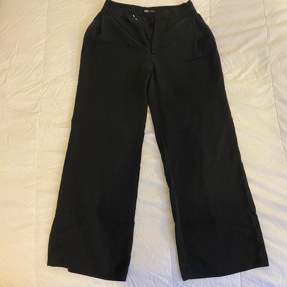 Zara Black Wide-Leg Trousers